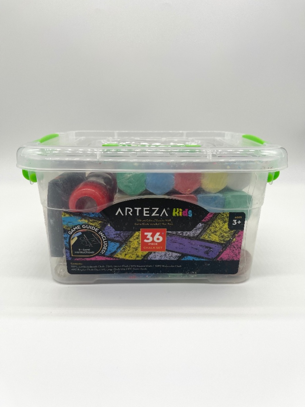 Arteza Kids Sidewalk Chalk Set 36 Pc NIB Washable Outdoor Art Storage Bucket